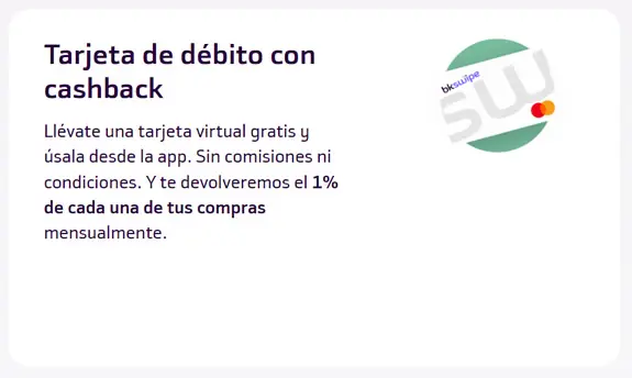 Tarjeta de débito cashback bkswipe