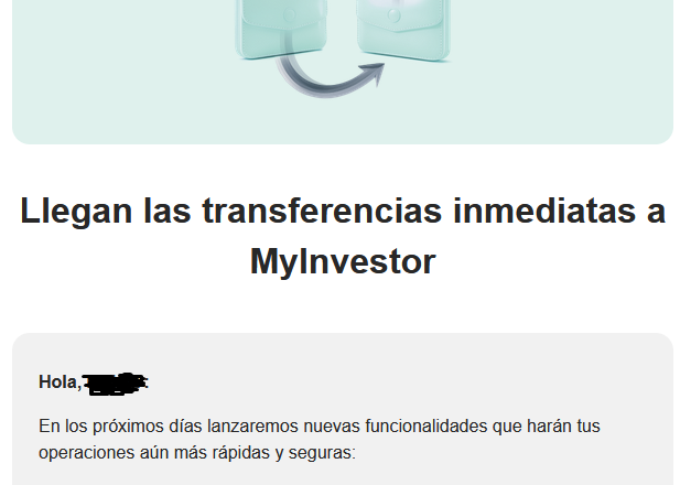 MyInvestor ya permite hacer transferencias inmediatas… pero solo desde Inversis
