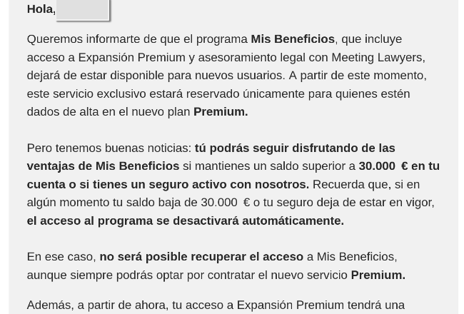 MyInvestor comunica que el programa Mis Beneficios sólo estará disponible en el plan Premium.