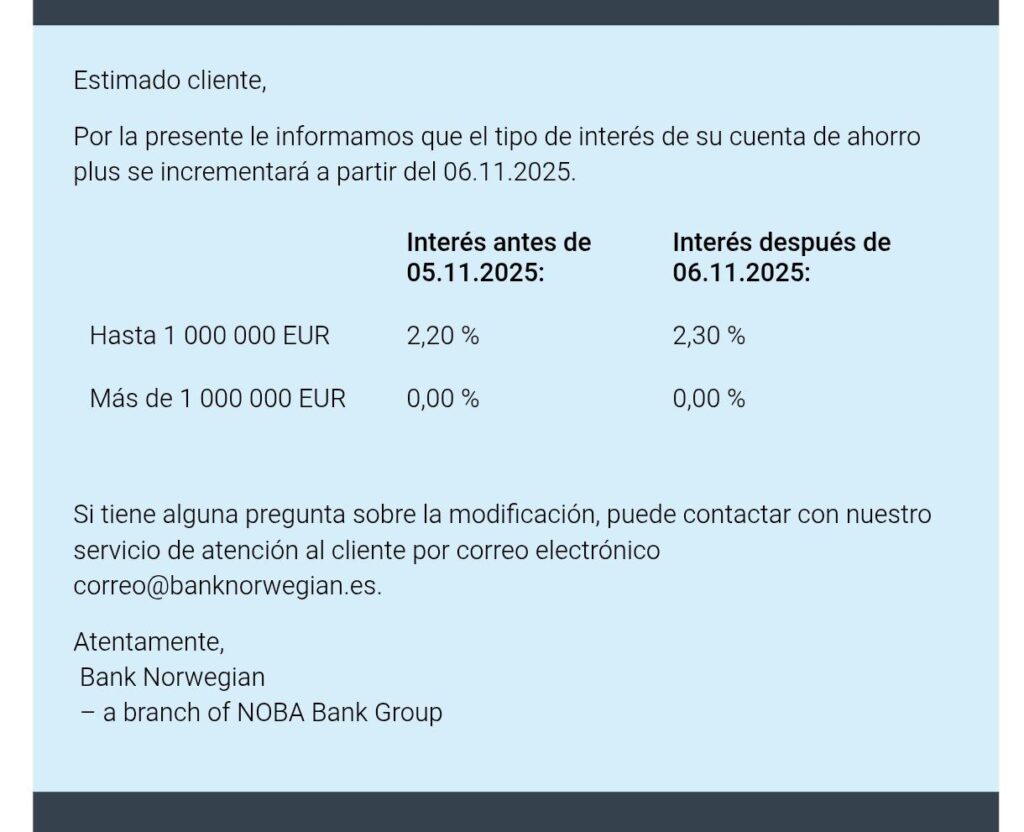 Comunicación por email, Bank Norwegian