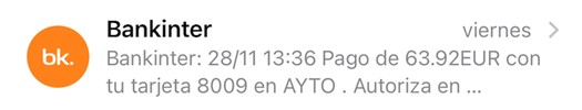 SMS no verificado de Bankinter