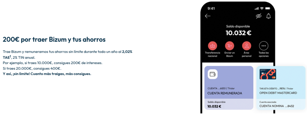 2,202% TAE por activar BIzum. Sin límite.