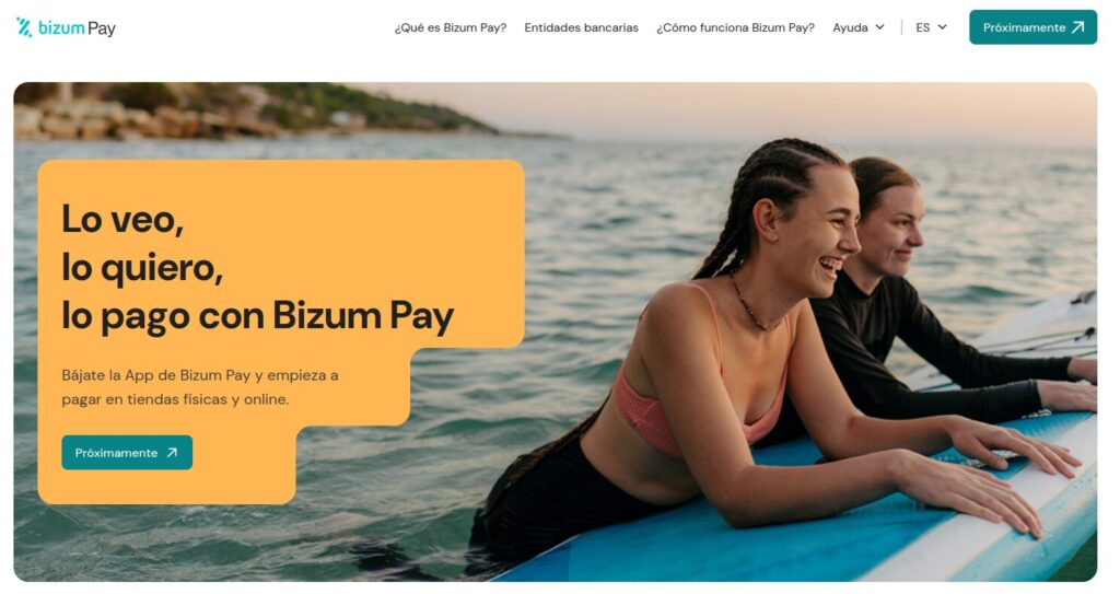 Captura de página web BizumPay
