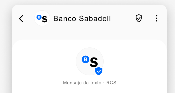 Mensaje RCS Android Banco Sabadell